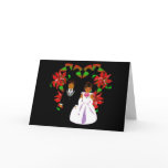 Christmas Wedding Heart Floral Wreath Card