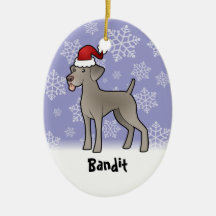Christmas Weimaraner (add your pets name) Christmas Tree Ornaments