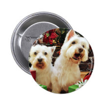 Christmas - Westies - Bailey and Callie Pinback Button
