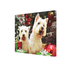 Christmas - Westies - Bailey and Callie Canvas Print