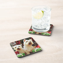 Christmas - Westies - Bailey and Callie Beverage Coaster