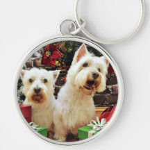 Christmas - Westies - Bailey and Callie Keychains