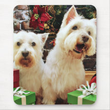 Christmas - Westies - Bailey and Callie Mousepads