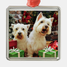 Christmas - Westies - Bailey and Callie Christmas Ornament