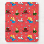 Christmas – White Swans & Brown Top Hats Mouse Pad