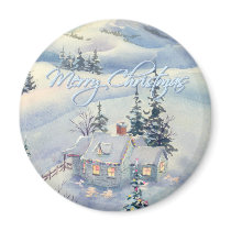 CHRISTMAS WINTER SCENE by SHARON SHARPE Refrigerator Magnet