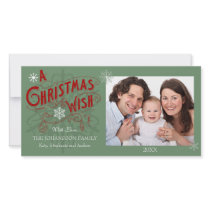 Christmas Wish And Snowflakes Photo Cards