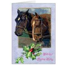 Christmas Wishes, Horses 1911 Vintage Cards