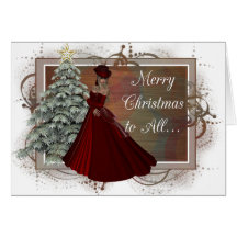 Christmas Woman (Red Dress Design) Greeting Card