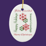 Christmas Words Ceramic Ornament ornaments