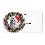 Christmas Wreath Bichon Frise Gift Labels Personalized Shipping Label