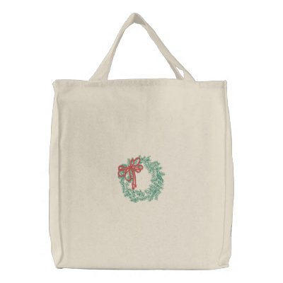 Christmas Wreath Embroidered Bag by christmas_tshirts
