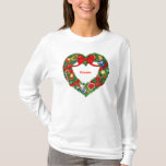 Christmas Wreath Monogrammed Ladies Top t-shirts