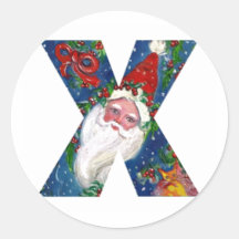 CHRISTMAS X LETTER / SANTA CLAUS WITH RED RIBBON STICKERS