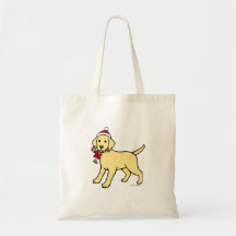 Christmas Yellow Labrador Puppy Cartoon Tote Bag