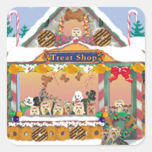 Christmas Yorkie Treat Shop Square Sticker