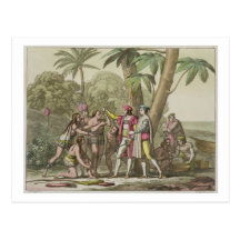 Christopher Columbus (1451-1506) with Native Ameri Post Card