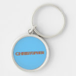 Christopher in 3D gold over blue premium keychain