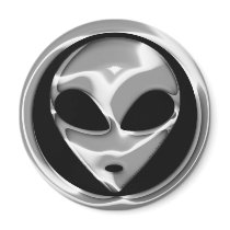 CHROME ALIEN HEAD REFRIGERATOR MAGNETS