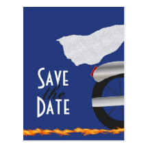 Chrome and Lace Biker Save the Date Postcard