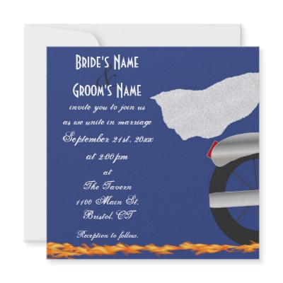 Chrome and Lace Biker Wedding Invitation by sfcount