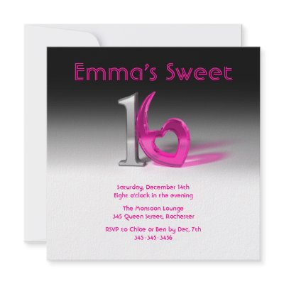 Chrome & Candy Pink Sweet 16 Personalized Invitations by prettyfancyinvites