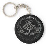 Chrome Celtic Knot Thistle Keychains