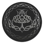 Chrome Celtic Knot Thistle Round Stickers