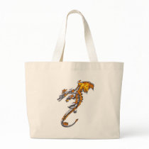 Chrome Dragon with Flames Tote Bags