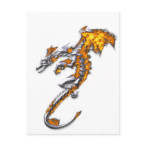 Chrome Dragon with Flames Postcards