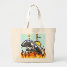 Chrome eagle skull design 1 with fire and web canvas bag