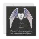 Chrome & Faux Leather Winged Heart Invitation