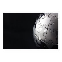 Chrome globe with black background business cards