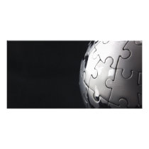 Chrome globe with black background custom photo card