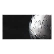 Chrome globe with black background custom photo card
