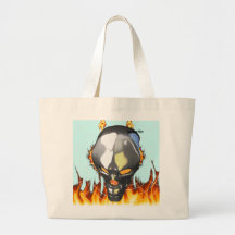 Chrome human skull design 2 with fire and web bag