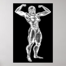 Chrome Lady Bodybuilder Poster