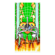 Chrome scorpion design 3 with fire and web photo greeting card