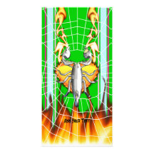 Chrome scorpion design 4 with fire and web customized photo card