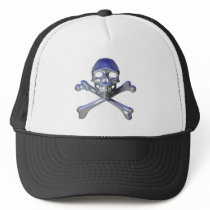 Chrome skull and crossbones trucker hat