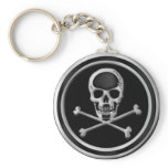 CHROME SKULL AND CROSSBONES KEYCHAIN