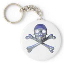 Chrome skull and crossbones keychains