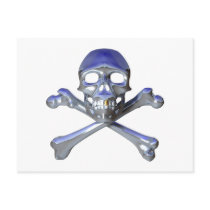 Chrome skull and crossbones postcard