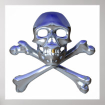 Chrome skull and crossbones print