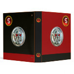 CHROME SKULL  BLACK AND RED RUBY MONOGRAM 3 RING BINDER