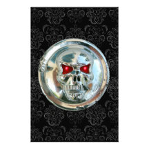 CHROME SKULL DAMASK CUSTOMIZED STATIONERY
