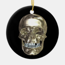 Chrome Skull Ornament
