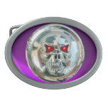 CHROME SKULL / Purple Amethyst Oval Belt Buckles