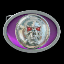 CHROME SKULL / Purple Amethyst belt buckles