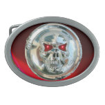 CHROME SKULL / Red Ruby Oval Belt Buckles